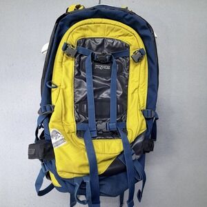 JanSport Hiking Backpack Yellow Blue Internal Frame Pack Adjustable Straps *Read